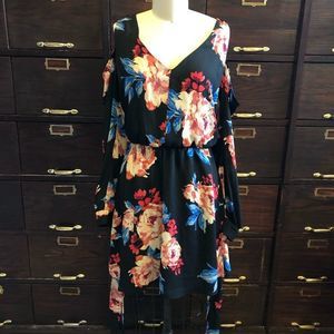 Charles  Henry Black Floral Dress -S